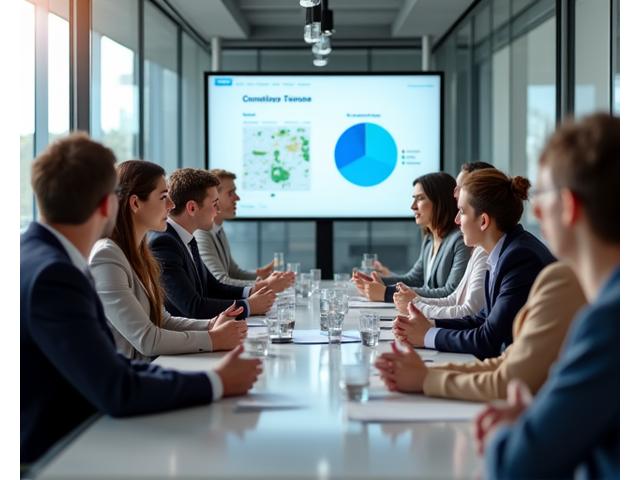 Sabiedriskās apspriedes sapulce ar cilvēkiem, kas diskutē pie galda